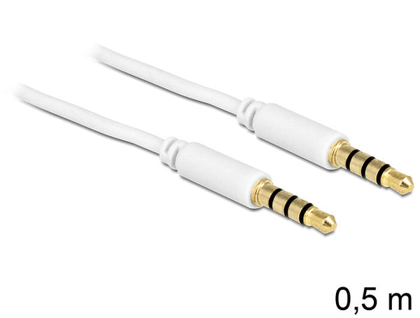 DeLOCK 3.5mm - 3.5mm, 0.5m lydkabel 0,5 m Hvid