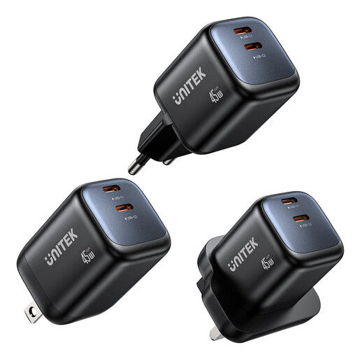 UNITEK P1129ABK01-EU oplader til mobil enhed Universel Sort Vekselstrøm Hurtig opladning Indendørs