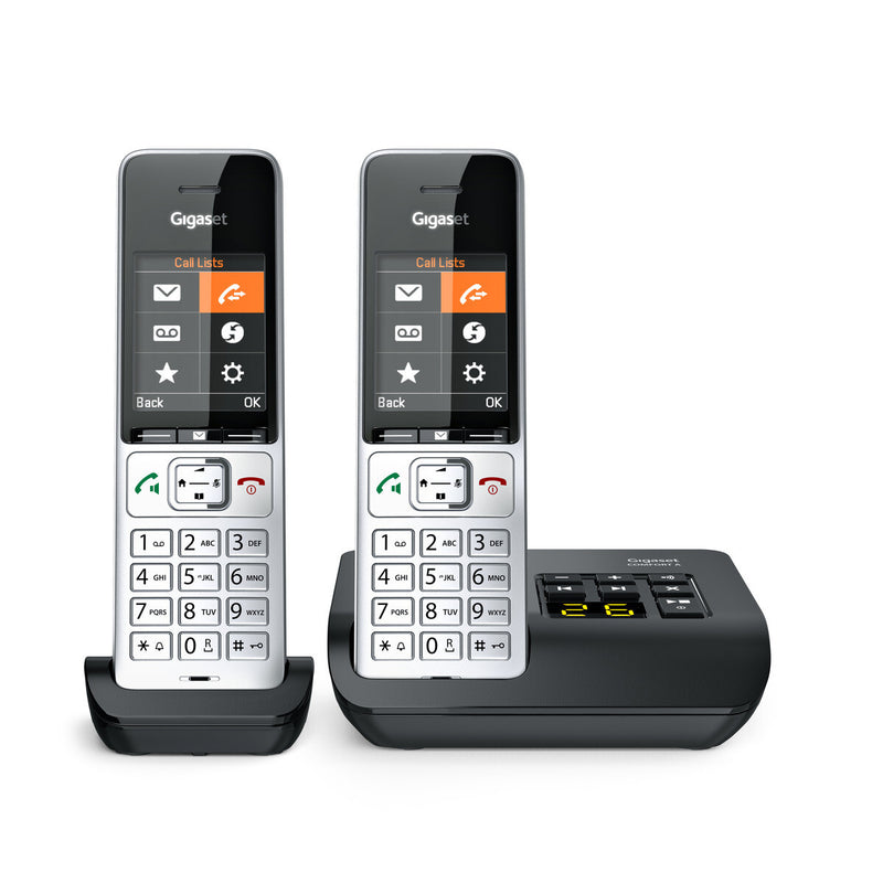 Gigaset COMFORT 500A duo Analog/DECT-telefon Nummervisning Sort, Sølv