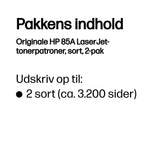 HP Originale 85A LaserJet-tonerpatroner, sort, 2-pak