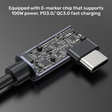 UNITEK PD 100W USB-C Cable 0.5M USB-kabel USB 2.0 0,5 m USB C 0,48 Gbit/sek. Sort