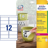 Avery L4776REV-20 selvklæbende etiket Afrundet rektangel Permanent Hvid 240 stk