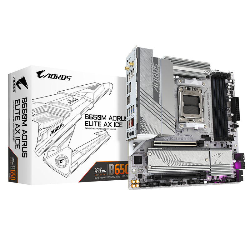 GIGABYTE B650M AORUS ELITE AX ICE bundkort AMD B650 Sokkel AM5 micro ATX