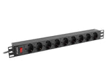Lanberg PDU-09F-0300-BK strømforsyningsenhed (PDU) 9 AC stikkontakt(er) 1U Sort, Grå
