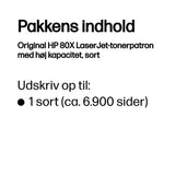 HP Original 80X LaserJet-tonerpatron med høj kapacitet, sort