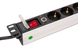 Digitus DN-95436 strømforsyningsenhed (PDU) 8 AC stikkontakt(er) 1U Sort, Sølv