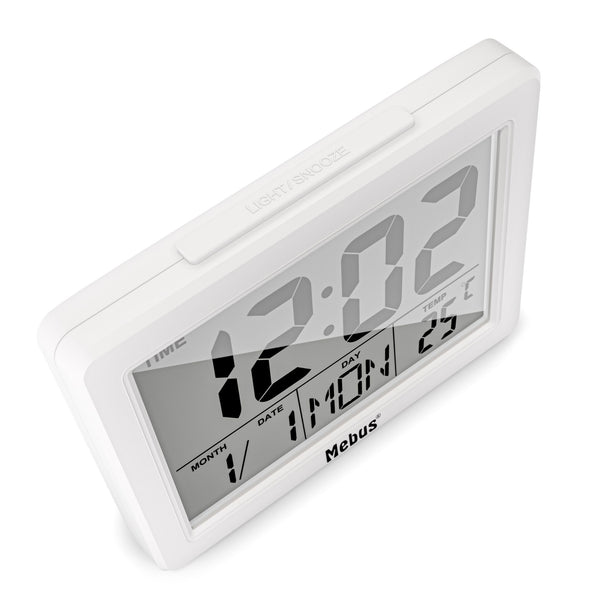 Mebus 25738 vækkeur Quartz alarmur Hvid