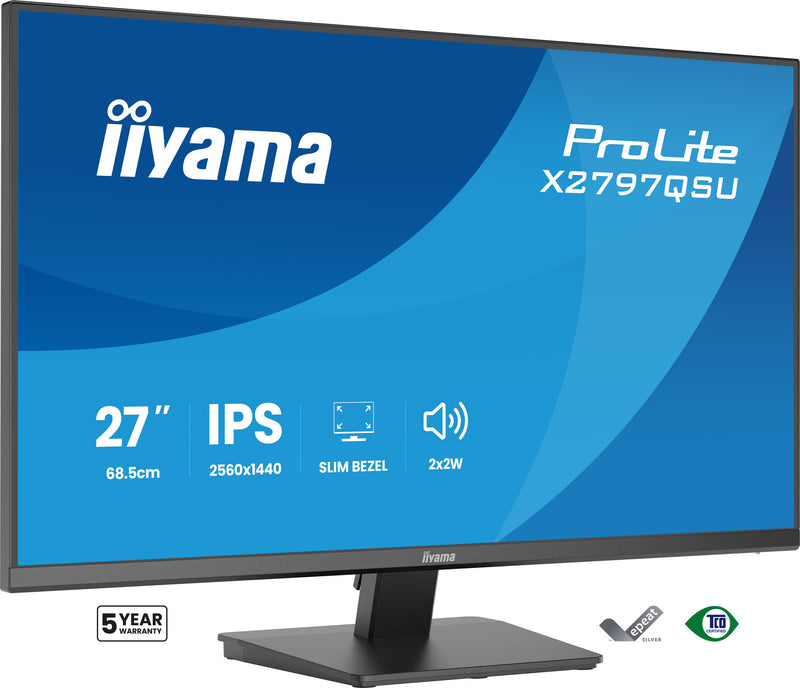 iiyama ProLite X2797QSU-B1 computerskærm 68,6 cm (27") 2560 x 1440 pixel Quad HD LED Sort