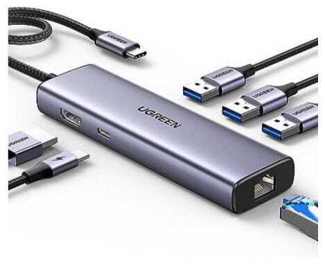 Ugreen 15598 interface hub USB 3.2 Gen 1 (3.1 Gen 1) Type-C 5000 Mbit/s Sølv