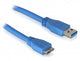 DeLOCK Micro USB 3.0 - 3m USB-kabel USB A 5 Gbit/sek. Blå
