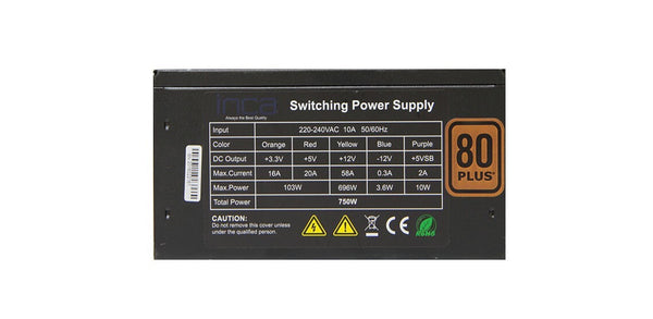 Inca IPS-075PG enhed til strømforsyning 750 W 20+4 pin ATX ATX Sort