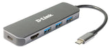 D-Link DUB-2333 dockingstation Ledningsført USB Type-C Grå