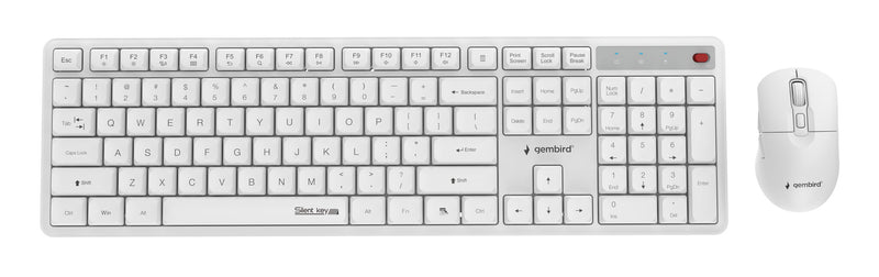 Gembird KBS-WMS-01-W tastatur Mus inkluderet Kontor RF trådløst QWERTY US International Hvid