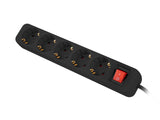 Lanberg PS1-05F-0300-BK stikdåse 3 m 5 AC stikkontakt(er) Indendørs Sort