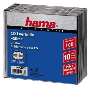 Hama CD Slim Jewel Case, pack 10 1 diske Transparent