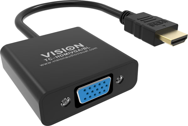 Vision TC-HDMIVGA/BL videokabel adapter 0,23 m HDMI Type A (Standard) VGA (D-Sub) Sort