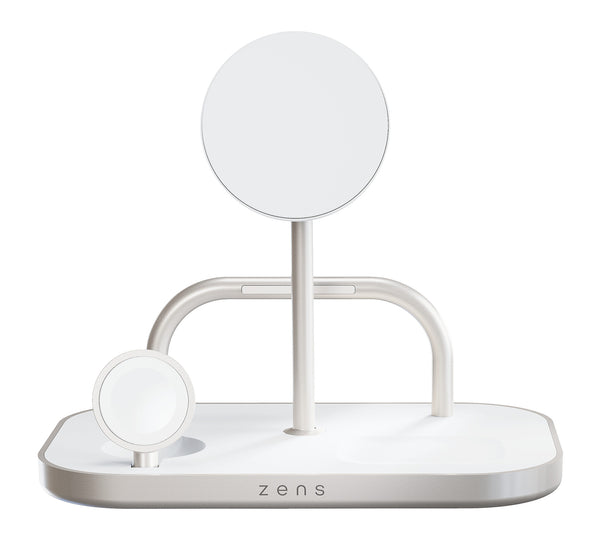 ZENS ZEDC29W/00 oplader til mobil enhed Hovedtelefoner, Smartphone, SmartWatch Sølv, Hvid Vekselstrøm, USB Trådløs opladning Hurtig opladning Indendørs