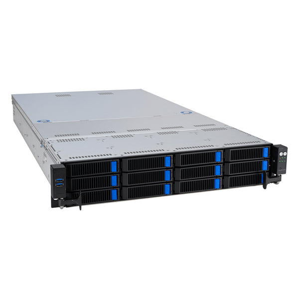 ASUS RS521A-E12-RS12U Socket SP5 Stativ (2U) Sort, Sølv