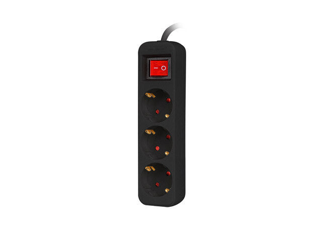 Lanberg PS1-03F-0150-BK stikdåse 1,5 m 3 AC stikkontakt(er) Indendørs Sort