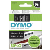 DYMO Ægte D1-etiketter | Hvid tekst på sort tape | 19 mm x 7 m | Selvklæbende etiketter til LabelManager-mærkemaskiner | Fremstillet i Europa