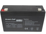 Green Cell AGM Battery 6V 12Ah - Batterie - 12.000 mAh Blybatterier (VRLA) 12 At