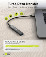 Goobay 74457 interface hub USB 3.2 Gen 1 (3.1 Gen 1) Type-C 5000 Mbit/s Lys grå
