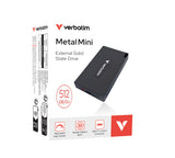 Verbatim 32030 ekstern solid state driver 512 GB USB Type-C USB 3.2 Gen 2x2 Grå