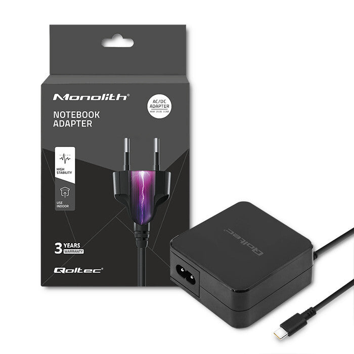 Qoltec 51027 oplader til mobil enhed Mobiltelefon, Laptop Sort Vekselstrøm, DC, USB Indendørs
