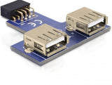 DeLOCK 9-pin 2.54 mm/2 x USB 2.0 1 x 9-pin 2.54 mm 2 x USB 2.0-A Sort, Blå, Sølv