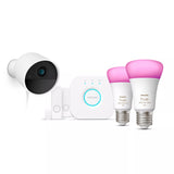 Philips Startsæt: 2 x E27 pærer (1100lm) + 1 x Secure kamera + 2 x Secure kontaktsensorer