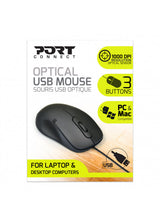 Port Designs Pro Lite mus Kontor Ambidextrous USB Type-A Optisk 1000 dpi