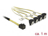 DeLOCK 85685 SCSI-kabel Sort, Gul 1 m 1 x Mini SAS HD SFF-8643 4 x SATA 7 pin