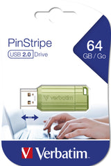 Verbatim Store n Go Pinstripe USB 2.0 Eucalyptus Green 64GB - USB-Stick - 64 GB USB-nøgle USB Type-A Blå