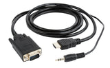 Gembird A-HDMI-VGA-03-10 videokabel adapter 3 m HDMI + 3.5mm VGA (D-Sub) Sort