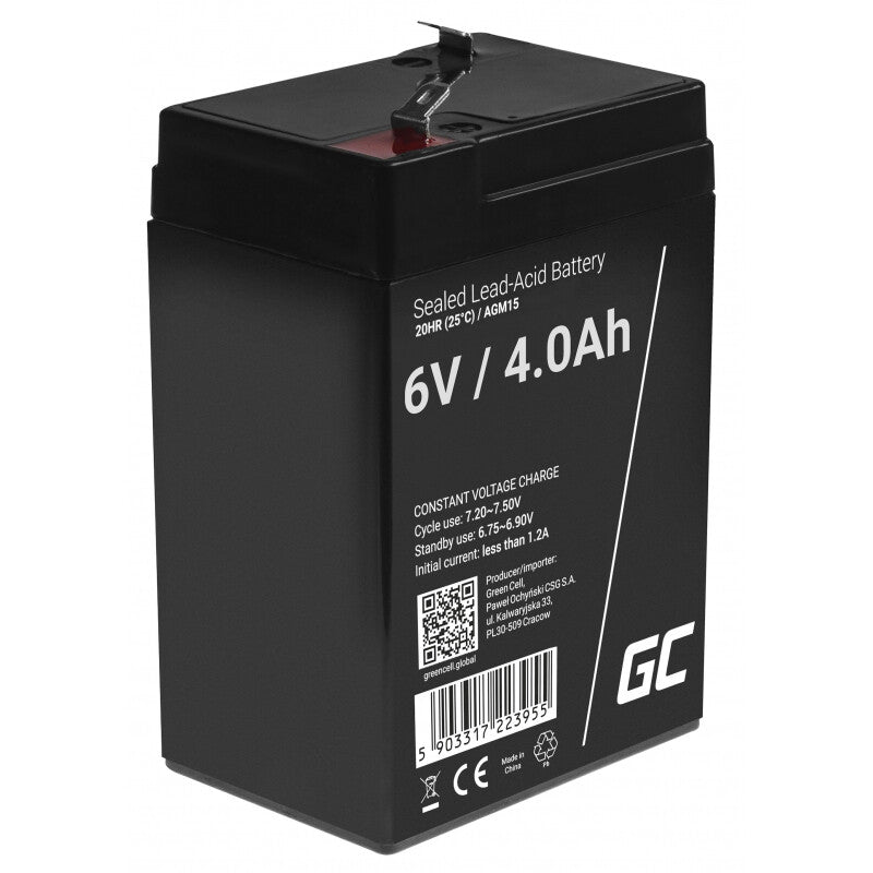 Green Cell AGM15 UPS batteri Blybatterier (VRLA) 6 V 4 At