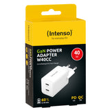 Intenso POWER ADAPTER 2XUSB-C GAN/7804012 Universel Hvid Vekselstrøm Hurtig opladning Indendørs