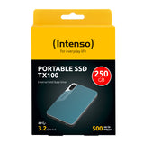 Intenso Lesen/Schreiben bis zu 500 MB/s/250GB USB Type-C 3.2 Gen 1 (3.1 Gen 1) Blå, Grå