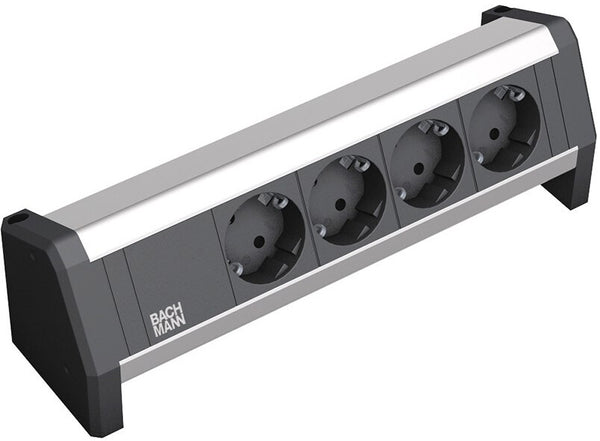 Bachmann 902.0049 stikdåse 4 AC stikkontakt(er) Indendørs Sort, Grå
