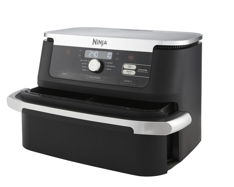 Ninja AF500EU frituregryde Dobbelt 10,4 L Enkeltstående 2470 W Varmluftsteger Sort, Rustfrit stål