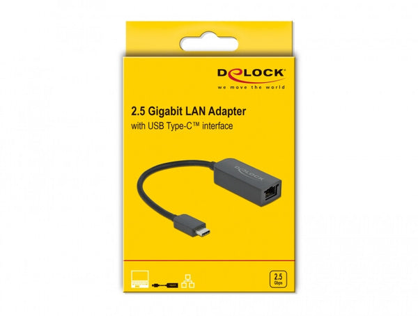 DeLOCK 66645 kabel kønsskifter USB Type-C LAN RJ45 Sort
