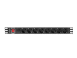 Lanberg PDU-08F-0200-BK strømforsyningsenhed (PDU) 8 AC stikkontakt(er) 1U Sort