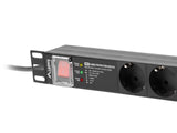 Lanberg PDU-PRO-07F-0200-BK strømforsyningsenhed (PDU) 6 AC stikkontakt(er) 1U Sort