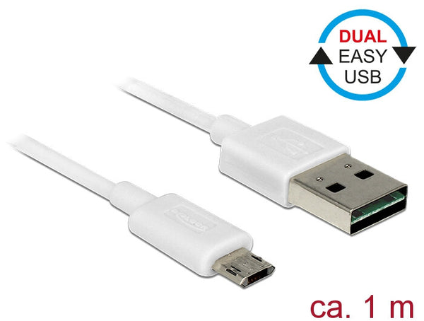 DeLOCK 84807 USB-kabel USB 2.0 1 m USB A Micro-USB B 0,48 Gbit/sek. Hvid