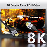 UNITEK 8K Braided Nylon 2M HDMI-kabel HDMI Type A (Standard) Grå