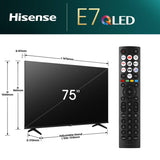 Hisense His 75E77NQ ( cm ( Zoll)) 190,5 cm (75") 4K Ultra HD Smart TV Wi-Fi Sort 350 cd/m²