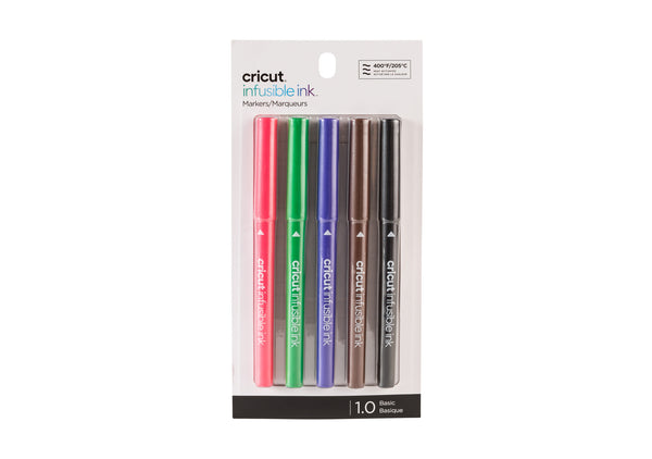 Cricut Infusible Ink filtpen Sort, Brun, Grøn, Lilla, Rød 5 stk