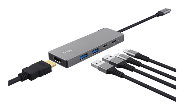 Trust 26062 interface hub USB Type-C Grå