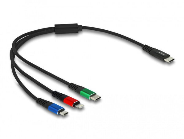 DeLOCK 86820 USB-kabel USB 2.0 0,3 m USB C USB C/Micro-USB B/Lightning Sort, Blå, Grøn, Rød
