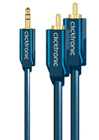 ClickTronic 3m MP3 Adapter lydkabel 3.5mm 2 x RCA Blå