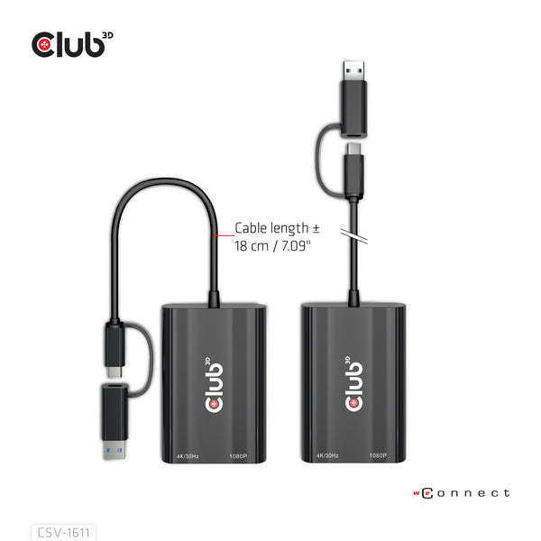 CLUB3D CSV-1611 USB grafisk adapter 3840 x 2160 pixel Sort